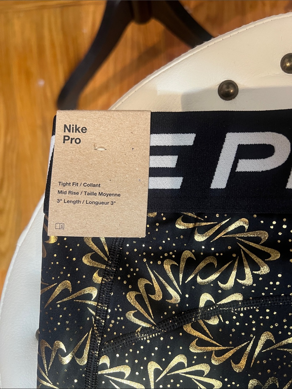 Nike Pro Women’s Black & Gold Performance Shorts - Picture 4 of 6